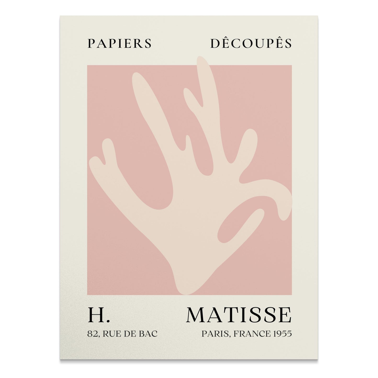 Matisse Coral Hand Inspired Paris Art Poster featuring minimalist abstract design with soft pink and beige tones, ideal for modern wall decor.