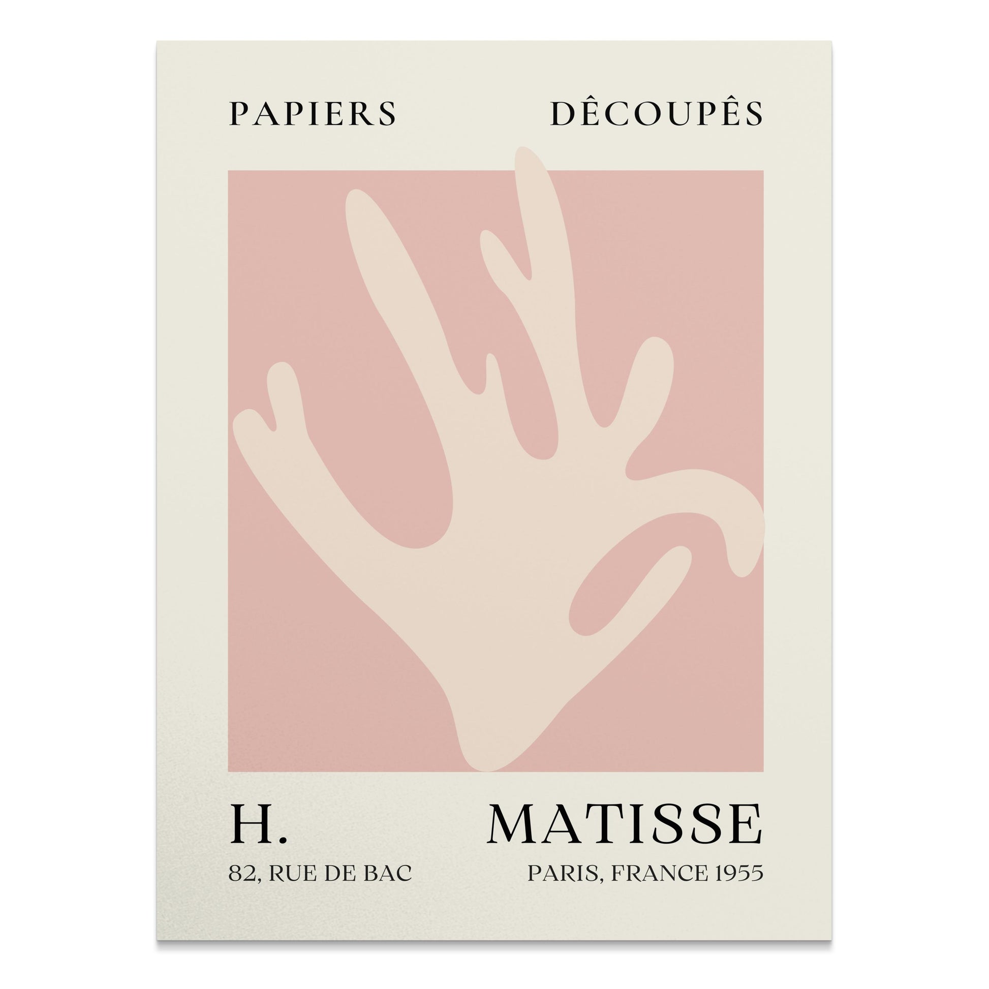 Matisse Coral Hand Inspired Paris Art Poster featuring minimalist abstract design with soft pink and beige tones, ideal for modern wall decor.