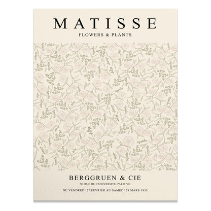 Matisse Flowers and Plants Berggruen and Cie poster featuring a delicate botanical pattern in soft tones, ideal for wall decor.