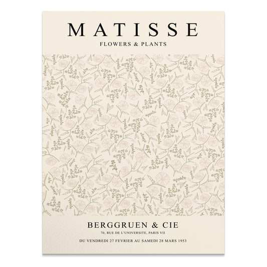 Matisse Flowers and Plants Berggruen and Cie poster featuring a delicate botanical pattern in soft tones, ideal for wall decor.