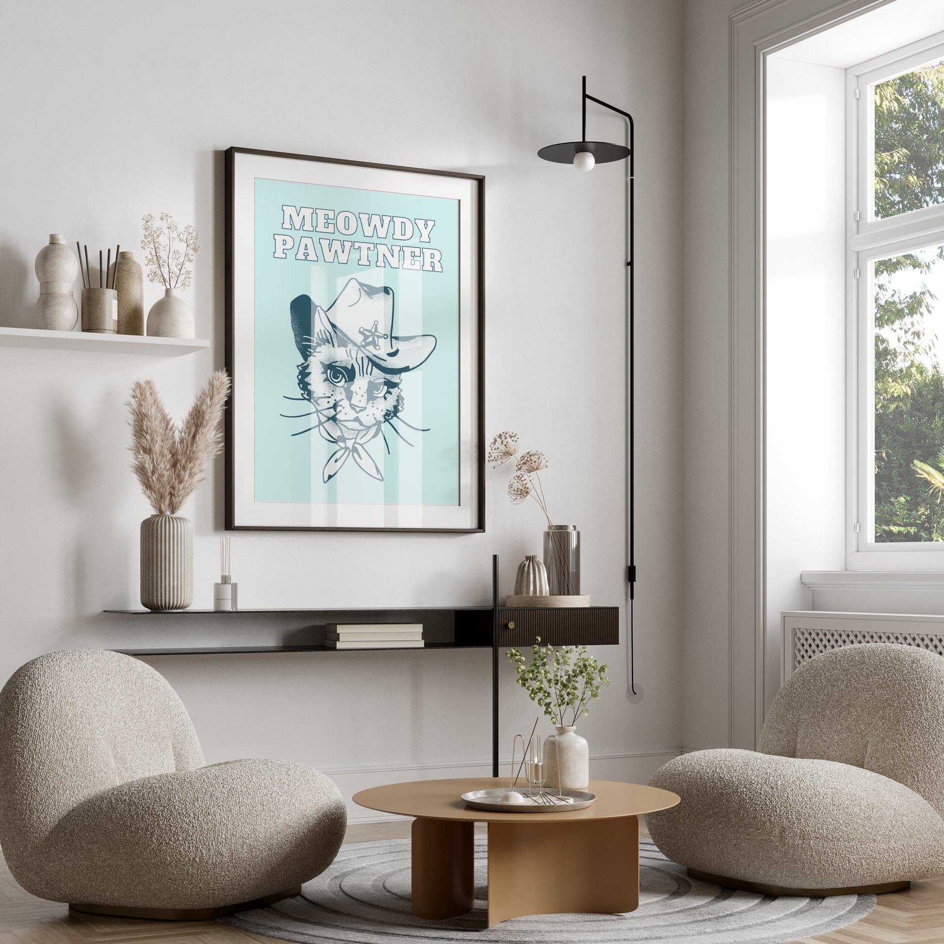 Premium Poster of Meowdy Pawtner Cat Dressed as Sheriff Posters