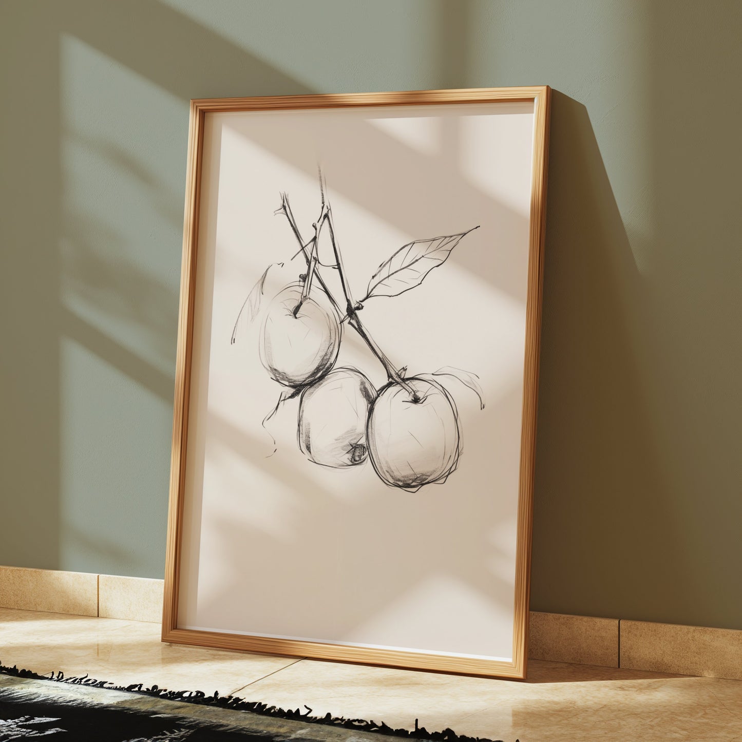 Premium Poster of Minimalist Apple Tree Branch Sketch Art Posters