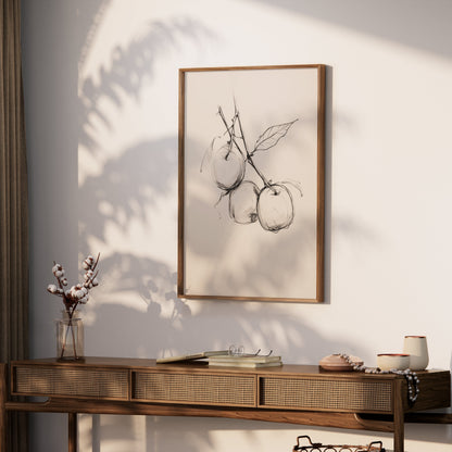 Premium Poster of Minimalist Apple Tree Branch Sketch Art Posters