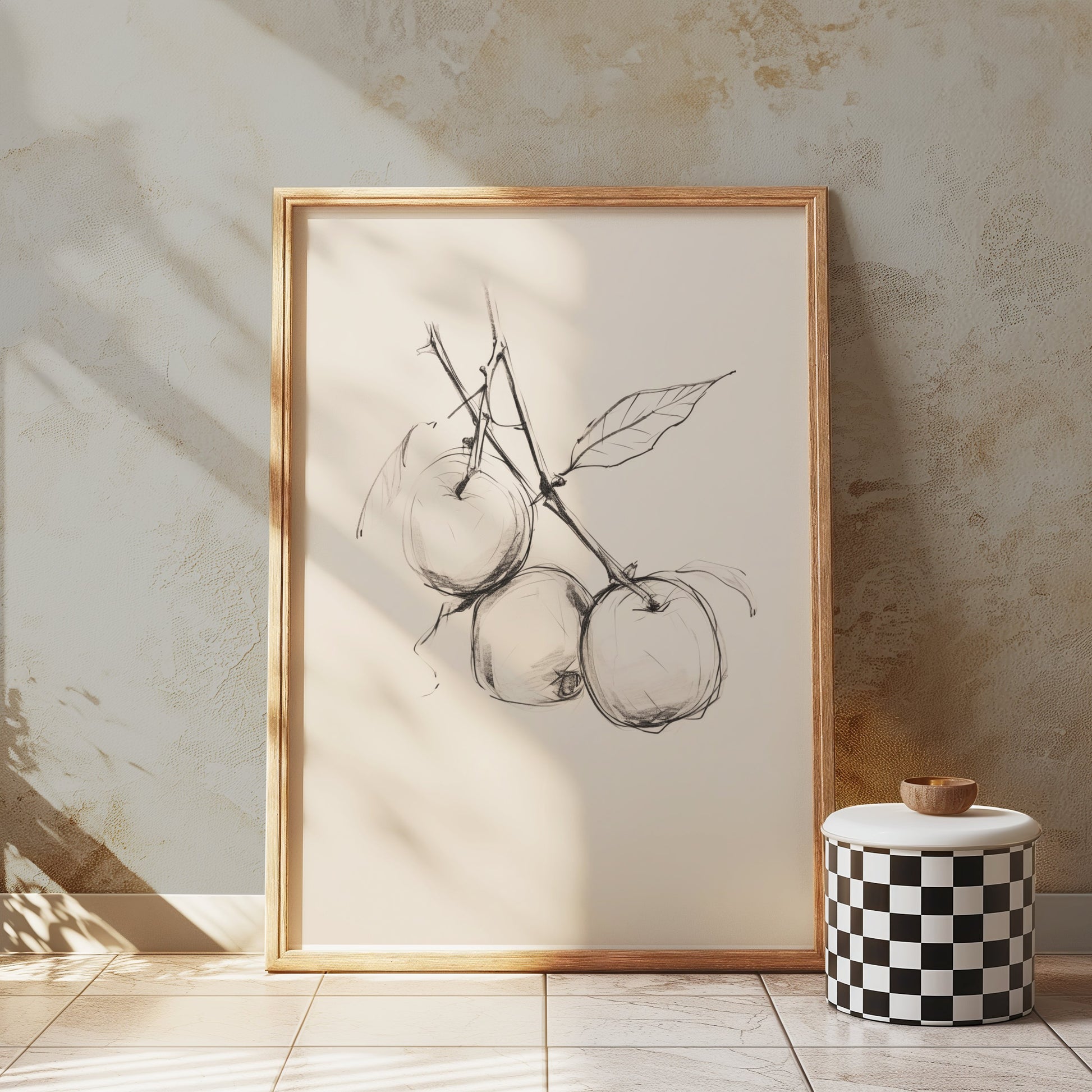 Premium Poster of Minimalist Apple Tree Branch Sketch Art Posters