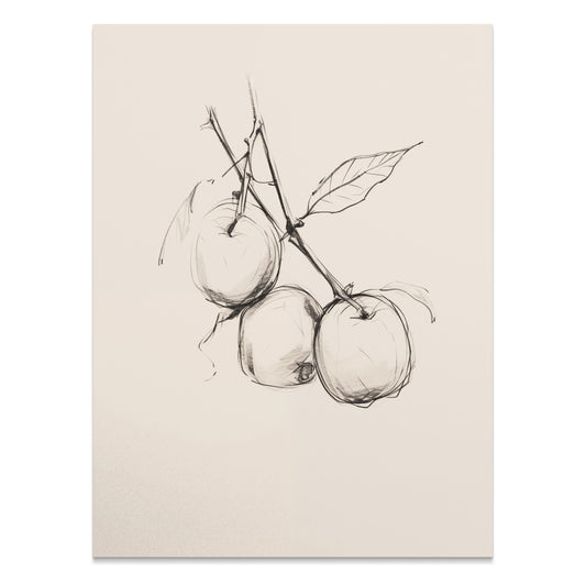 Premium Poster of Minimalist Apple Tree Branch Sketch Art Posters