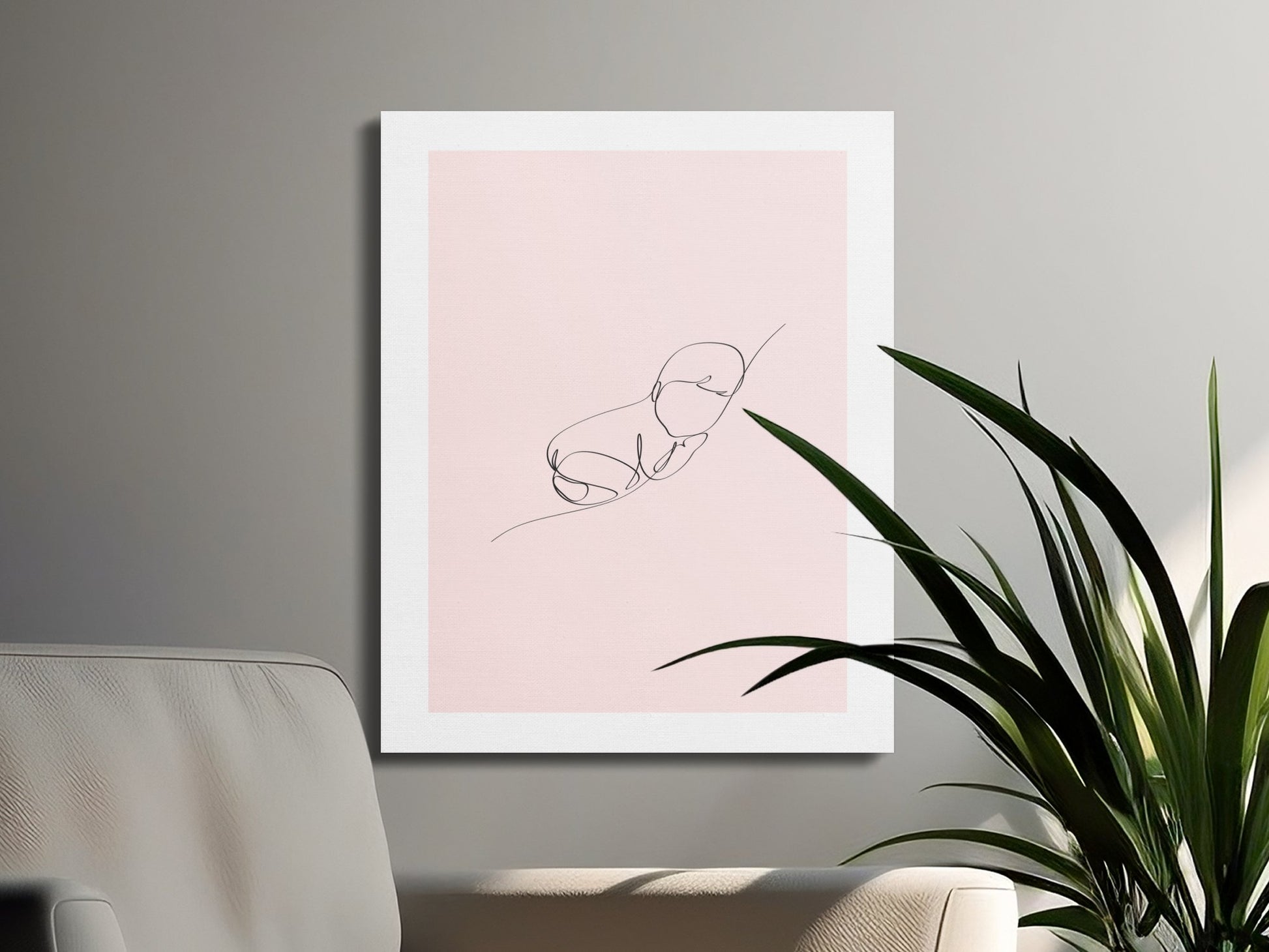 Premium Poster of Minimalist Baby Line Art Nursery Canvas Wraps