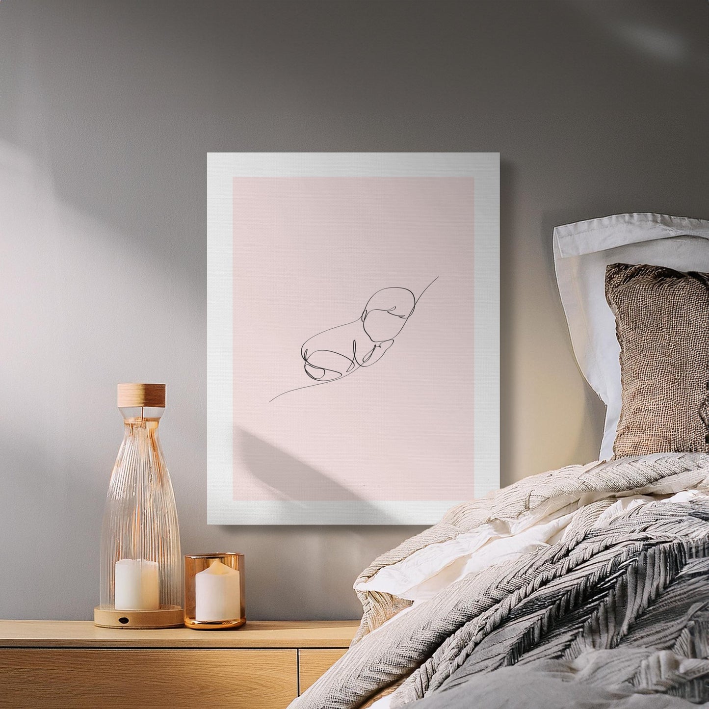 Premium Poster of Minimalist Baby Line Art Nursery Canvas Wraps