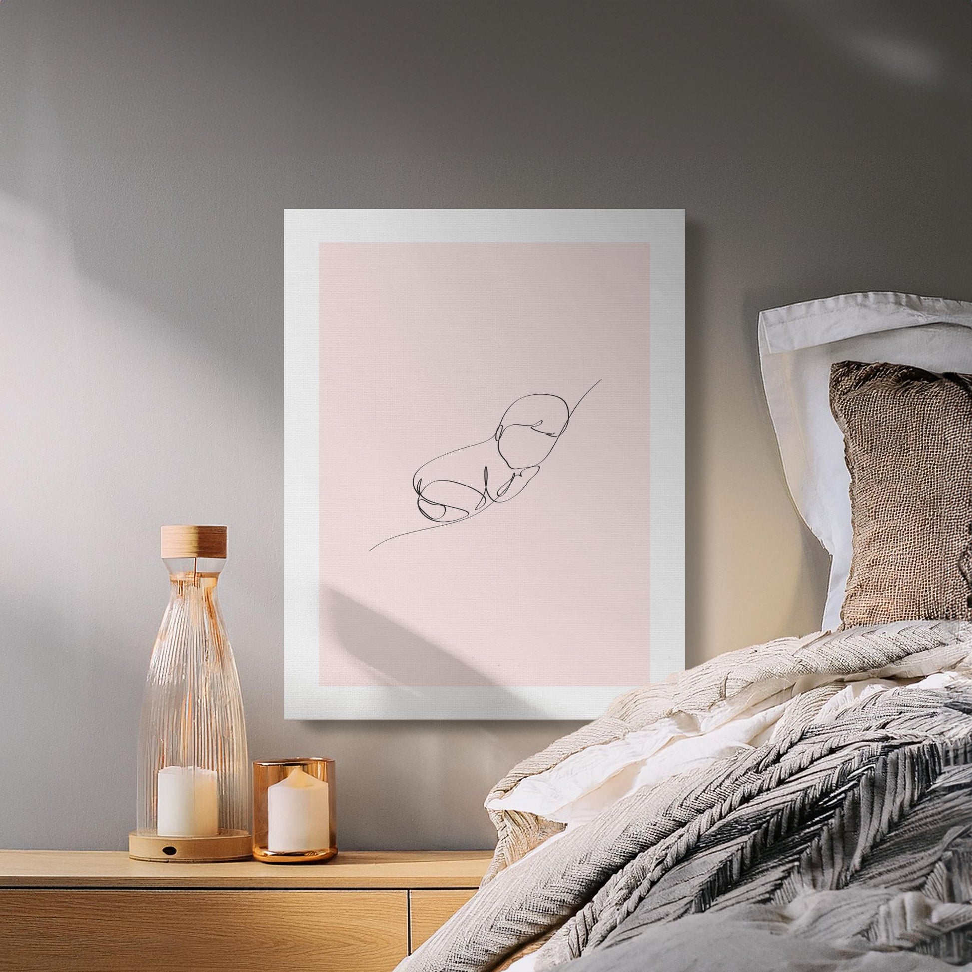 Premium Poster of Minimalist Baby Line Art Nursery Canvas Wraps