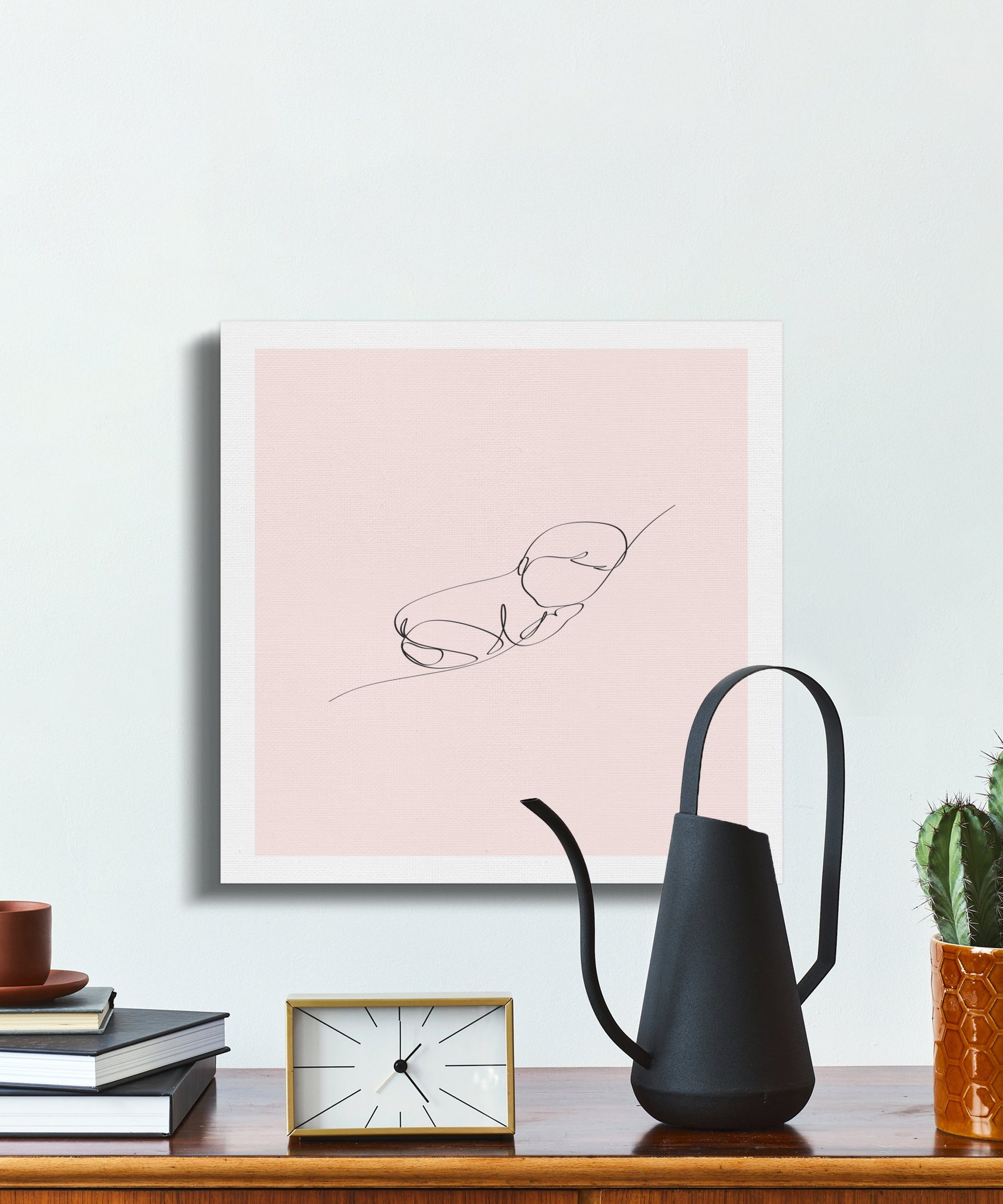 Premium Poster of Minimalist Baby Line Art Nursery Canvas Wraps