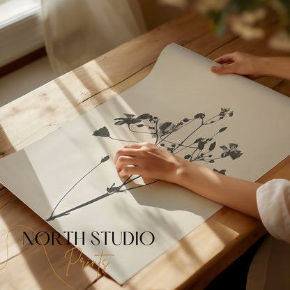 Premium Poster of Minimalist Black and White Floral Art Print Posters