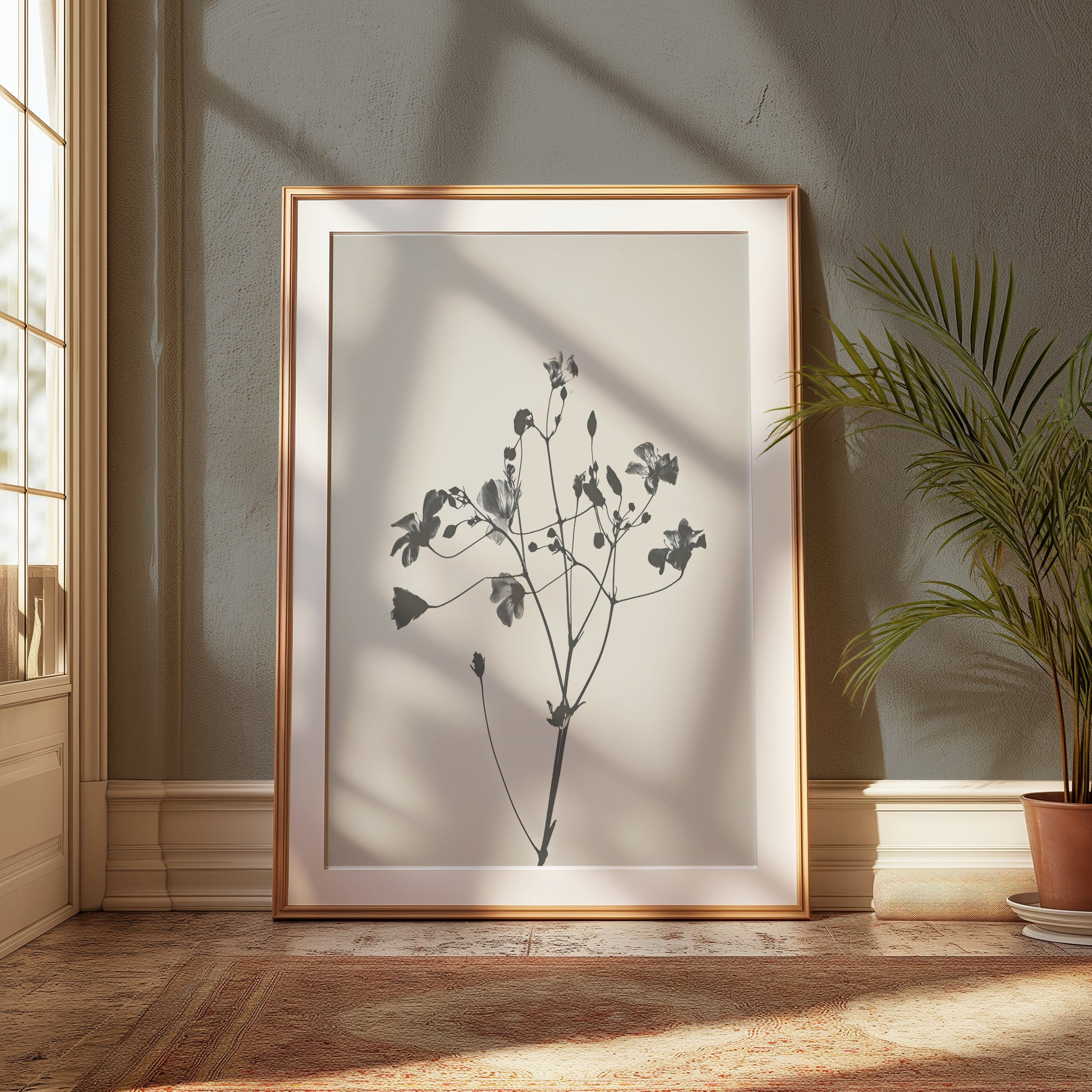 Premium Poster of Minimalist Black and White Floral Art Print Posters