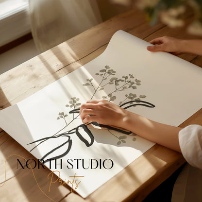 Premium Poster of Minimalist Botanical Art Plant Drawing Posters