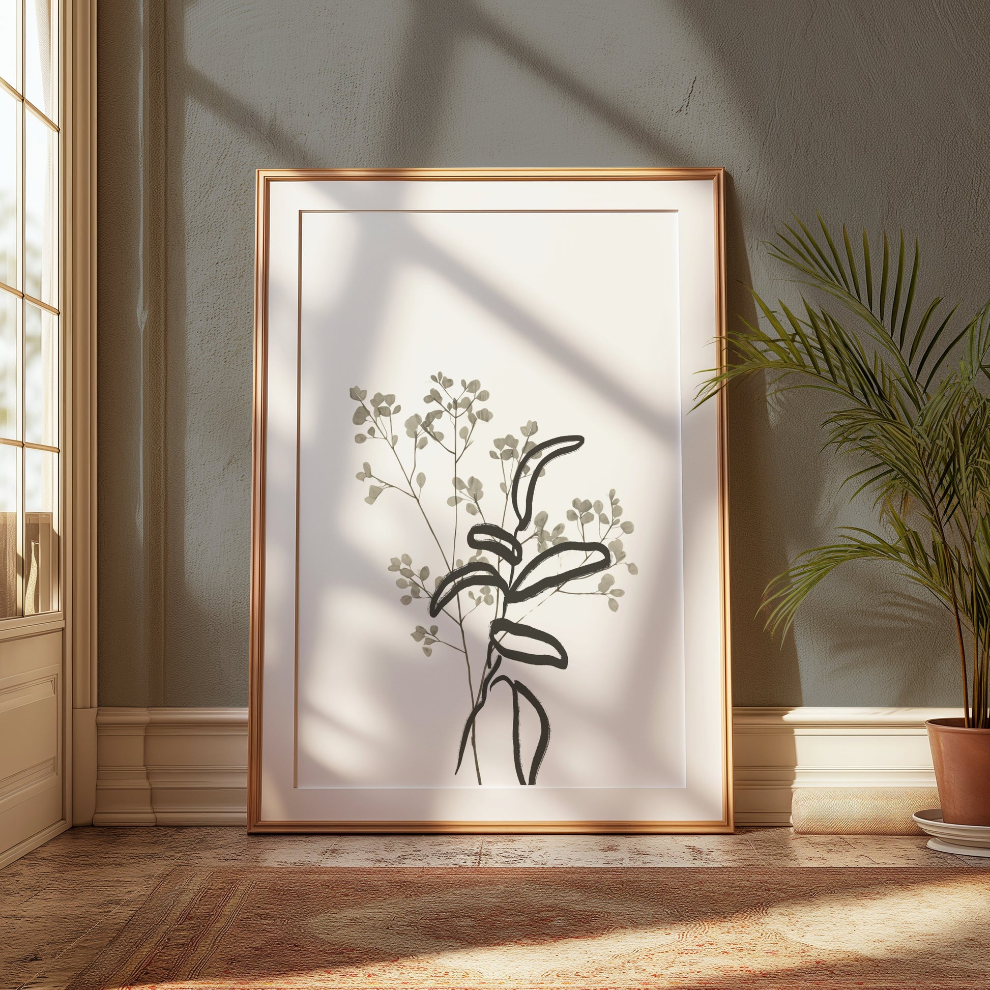 Premium Poster of Minimalist Botanical Art Plant Drawing Posters