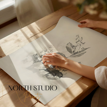 Premium Poster of Minimalist Botanical Art Print Black White Posters
