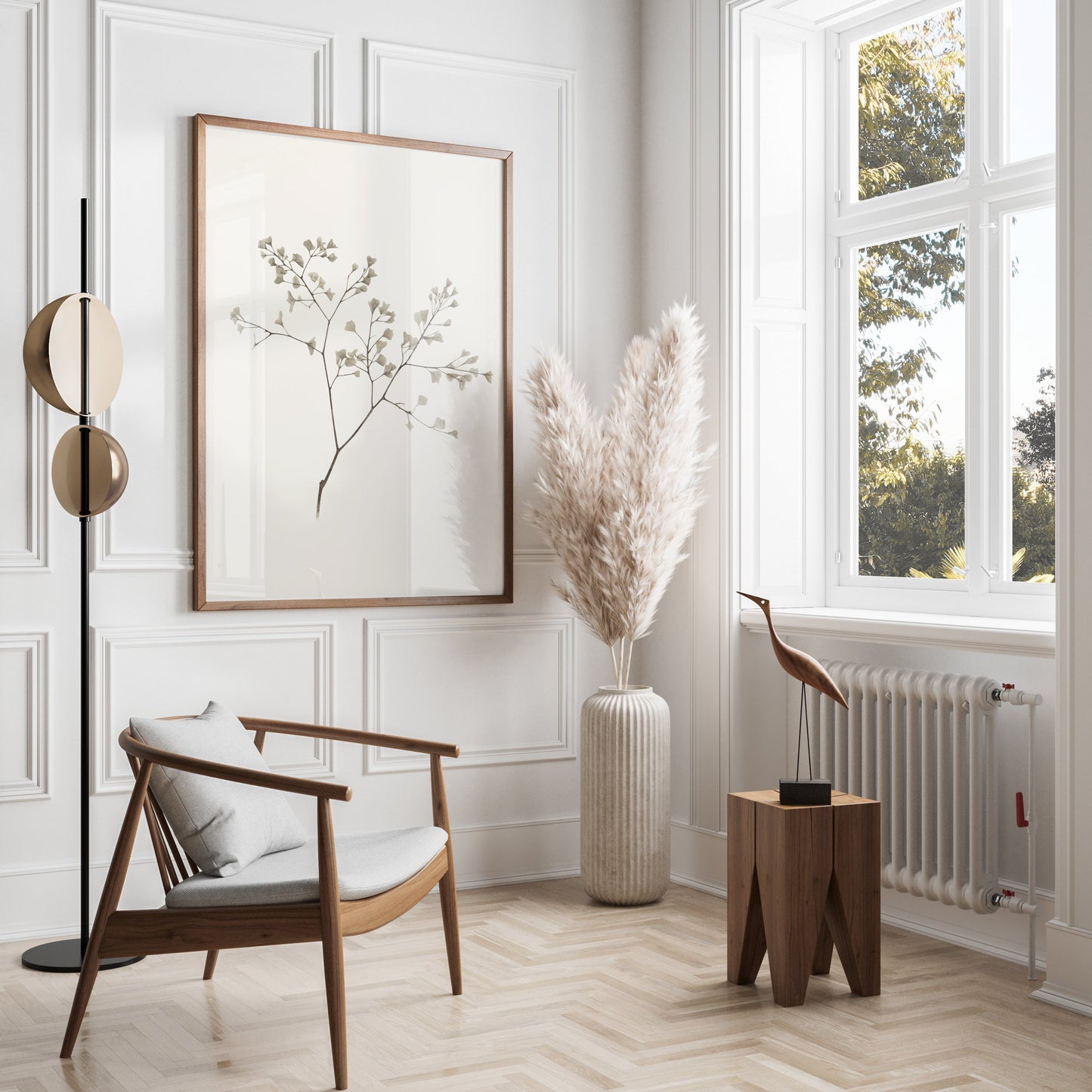 Premium Poster of Minimalist Botanical Art with Delicate Leaves Posters