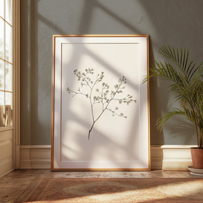 Premium Poster of Minimalist Botanical Art with Delicate Leaves Posters