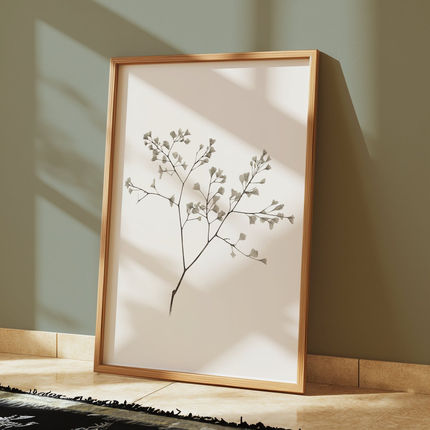 Premium Poster of Minimalist Botanical Art with Delicate Leaves Posters