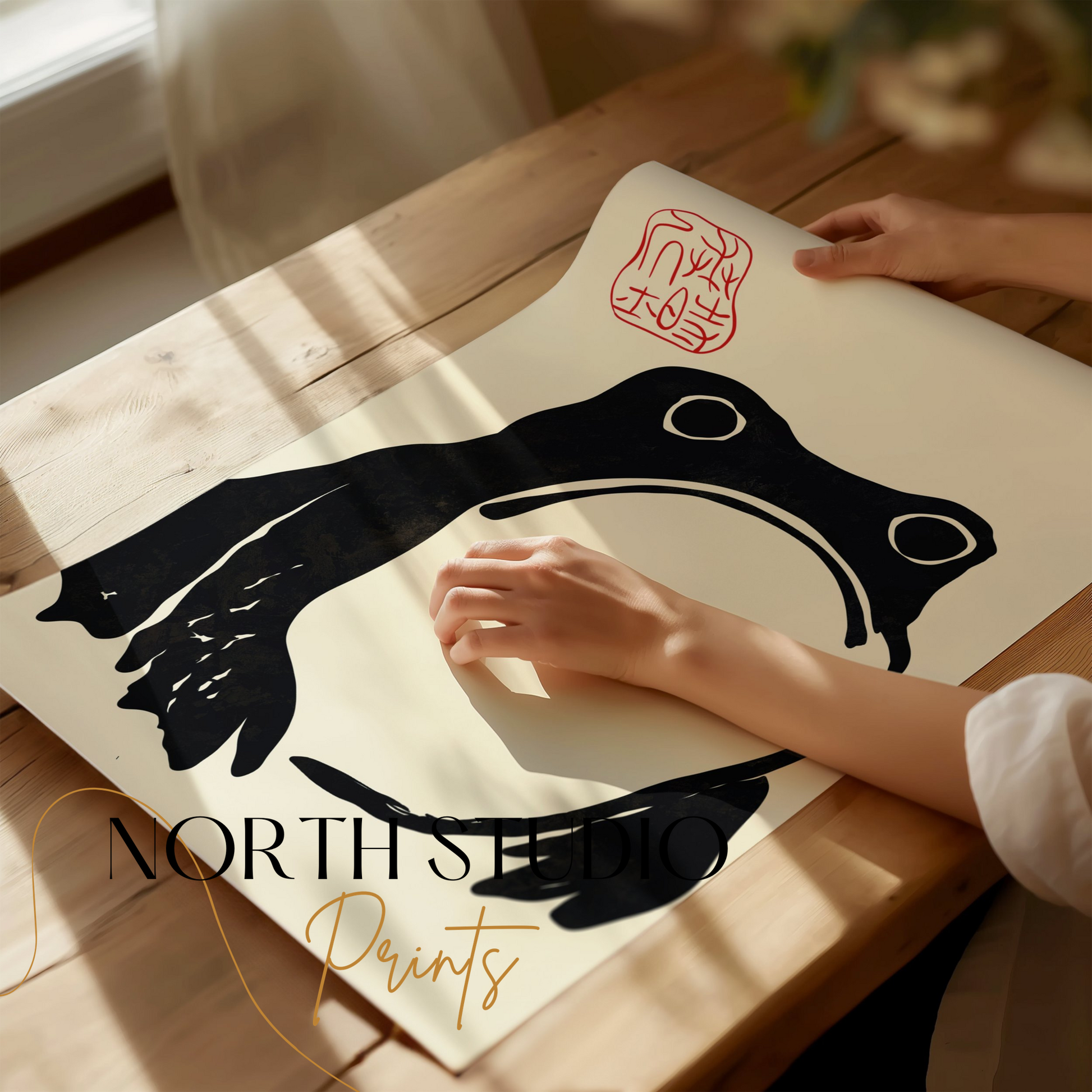 Premium Poster of Minimalist Frog Art Traditional Japanese Posters