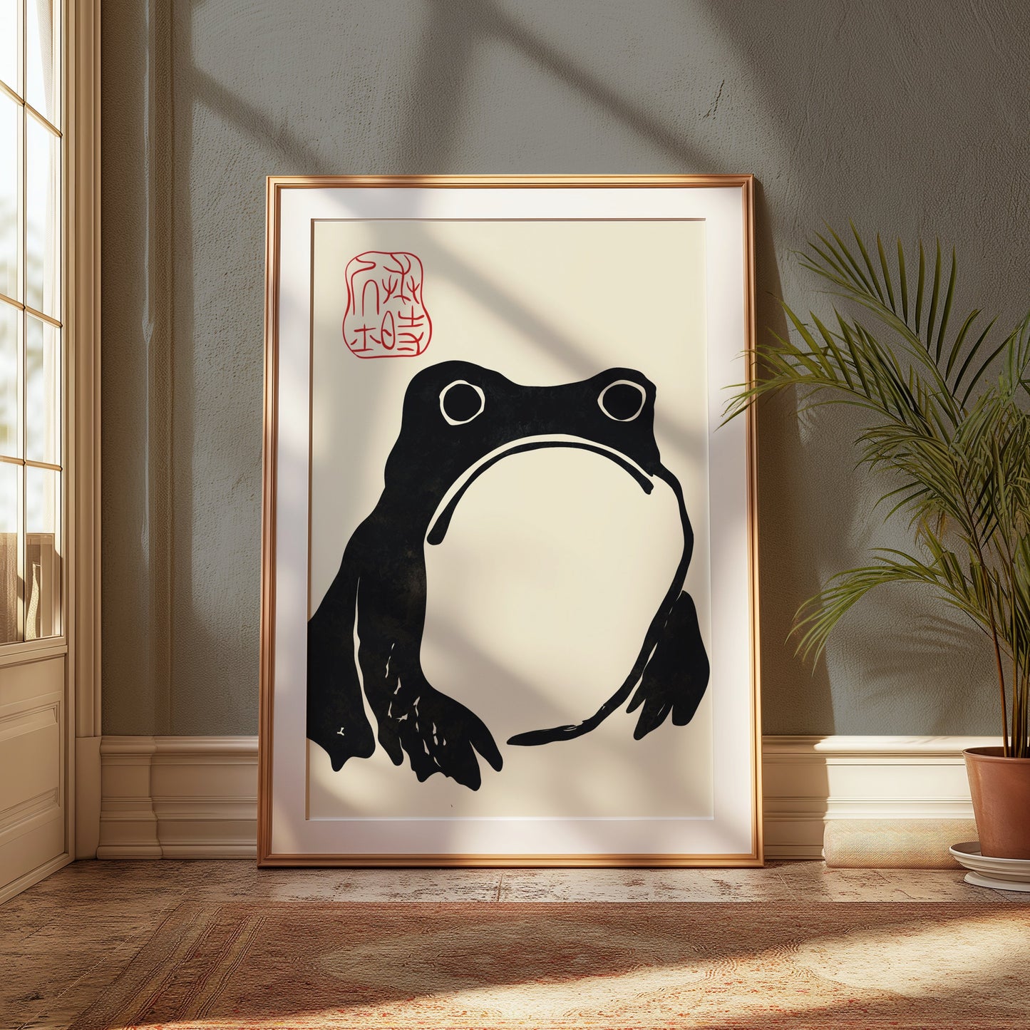 Premium Poster of Minimalist Frog Art Traditional Japanese Posters