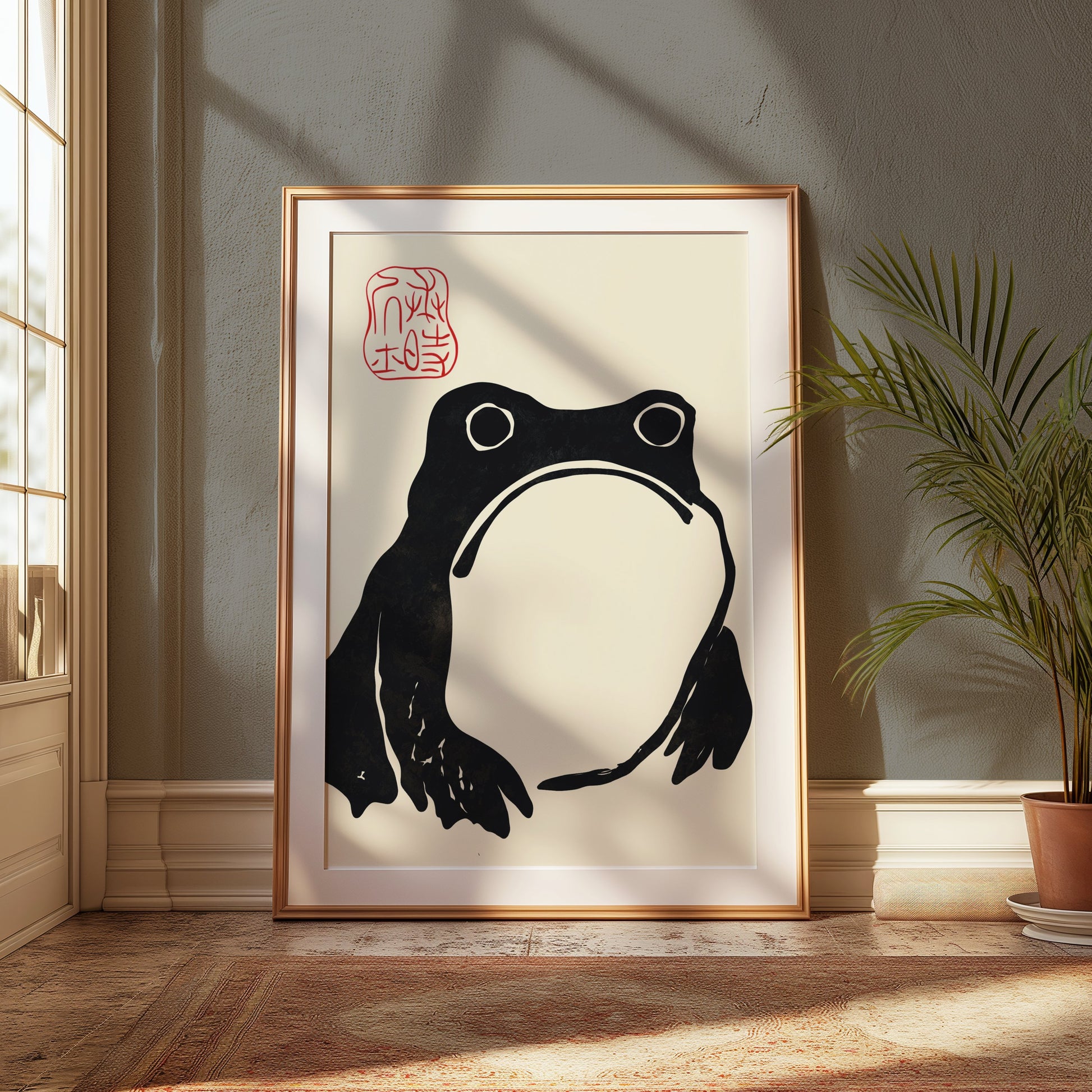 Premium Poster of Minimalist Frog Art Traditional Japanese Posters