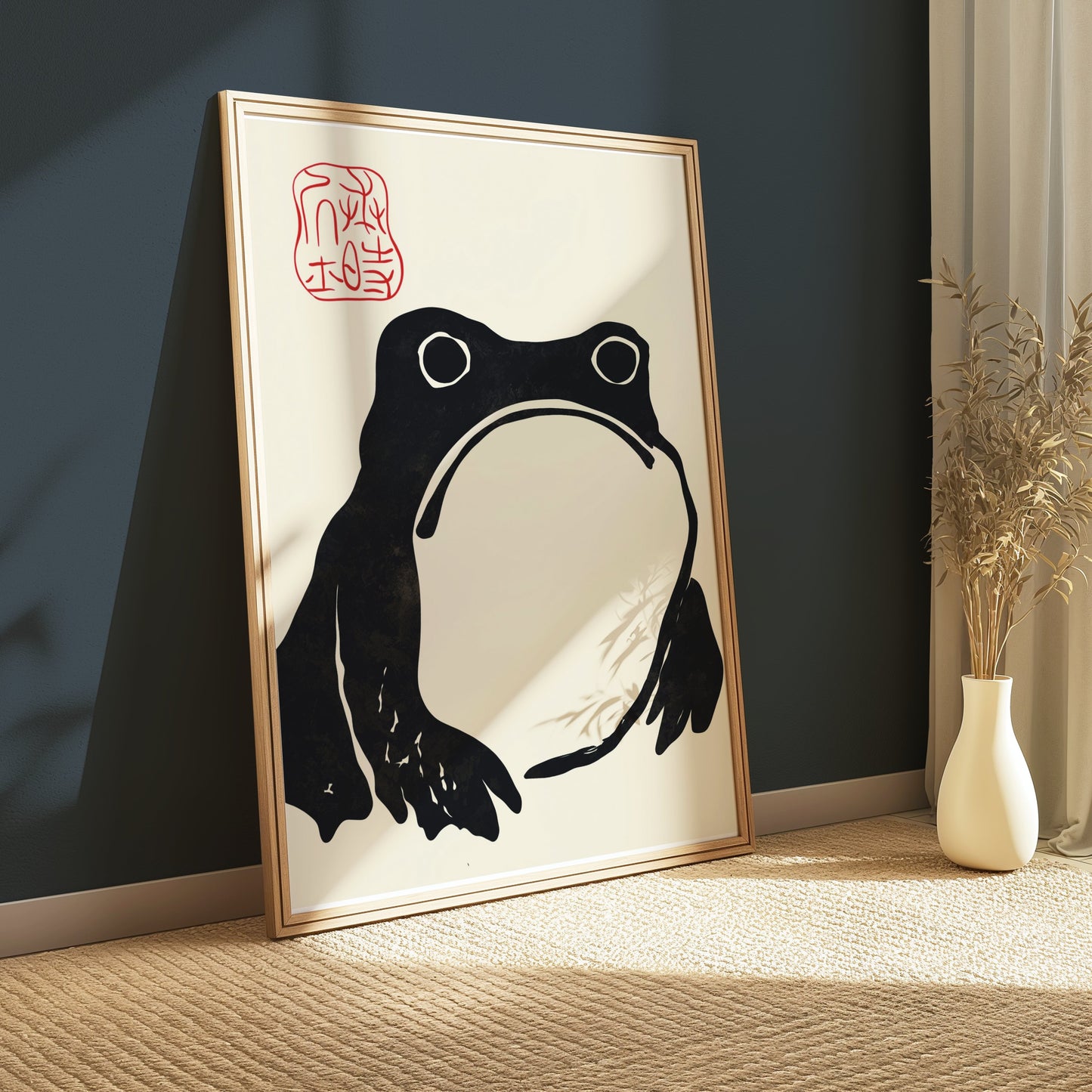 Premium Poster of Minimalist Frog Art Traditional Japanese Posters