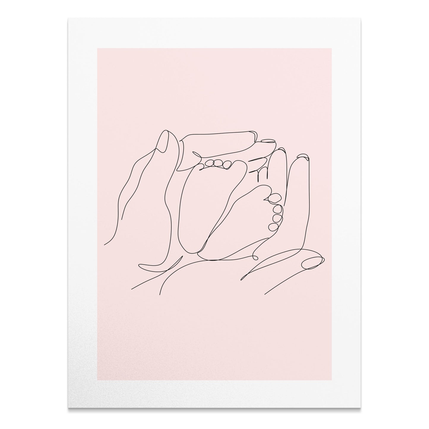 Premium Poster of Minimalist Line Art Baby Feet and Hands Posters