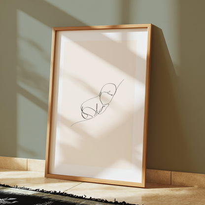 Premium Poster of Minimalist Line Art Baby Sleeping Posters