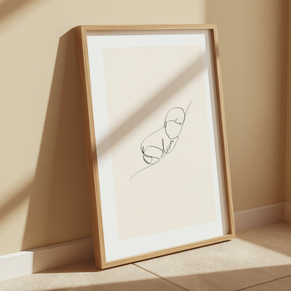 Premium Poster of Minimalist Line Art Baby Sleeping Posters