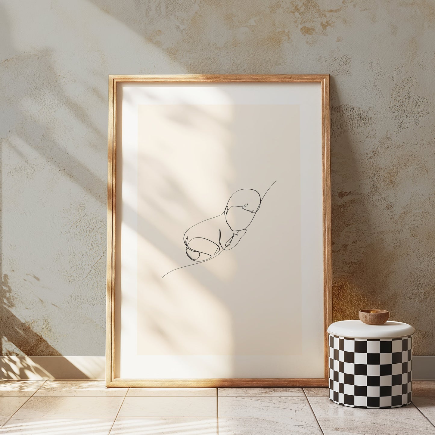 Premium Poster of Minimalist Line Art Baby Sleeping Posters