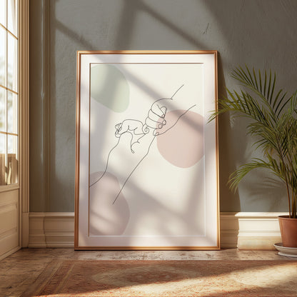 Premium Poster of Minimalist Line Art Holding Hands Drawing Posters