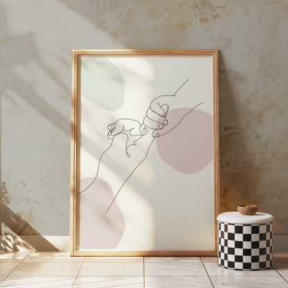 Premium Poster of Minimalist Line Art Holding Hands Drawing Posters