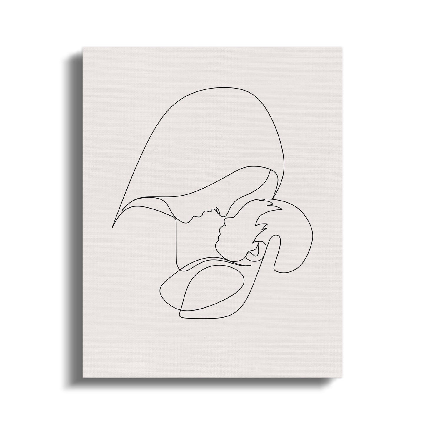 Premium Poster of Minimalist Line Art Mother and Child Canvas Wraps