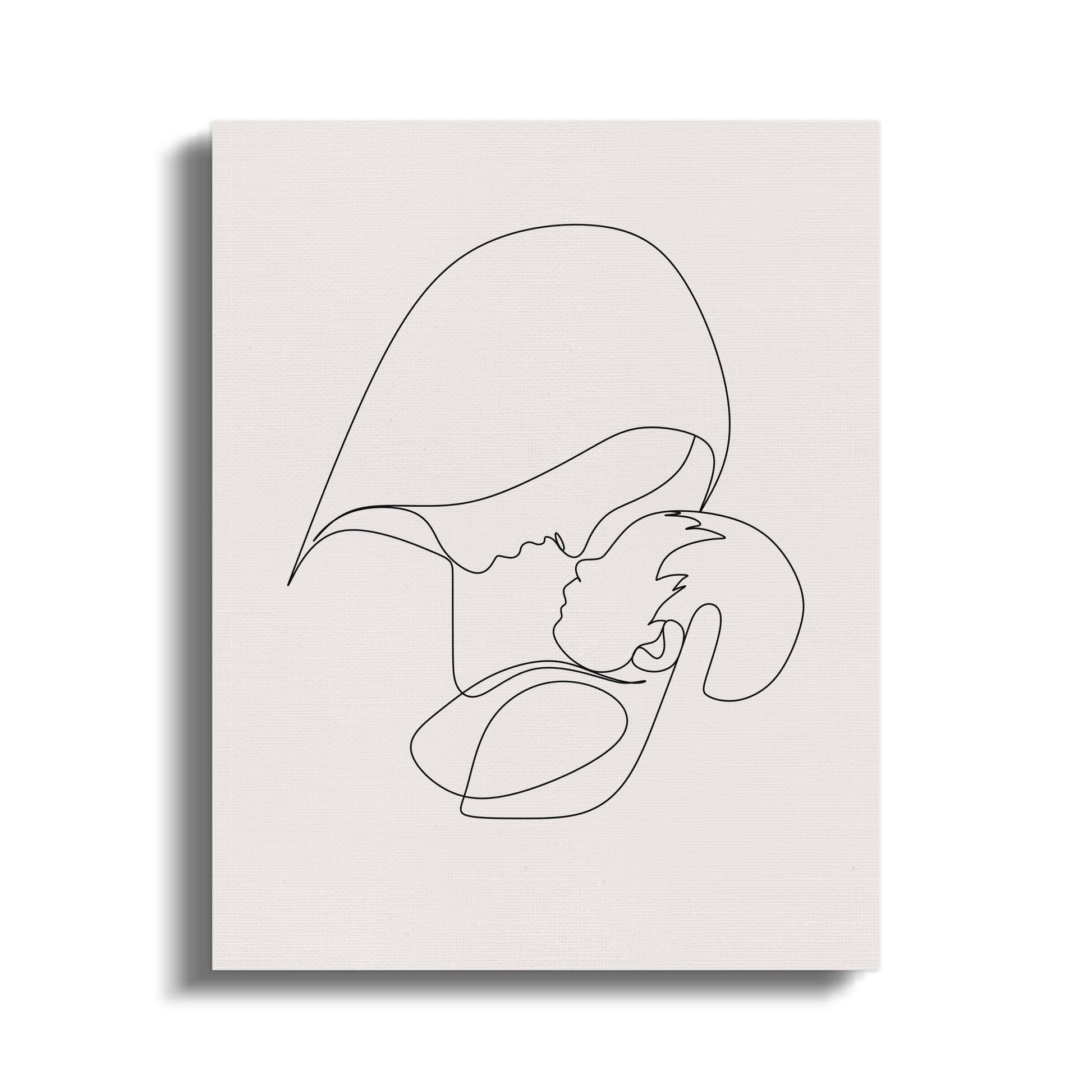 Premium Poster of Minimalist Line Art Mother and Child Canvas Wraps