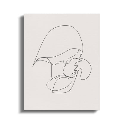 Premium Poster of Minimalist Line Art Mother and Child Canvas Wraps