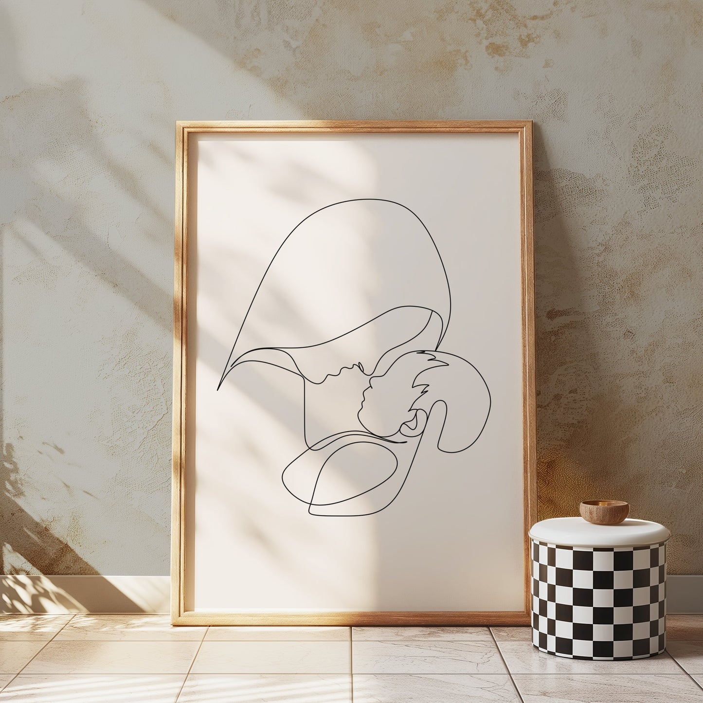 Premium Poster of Minimalist Line Art Mother and Child Wall Posters