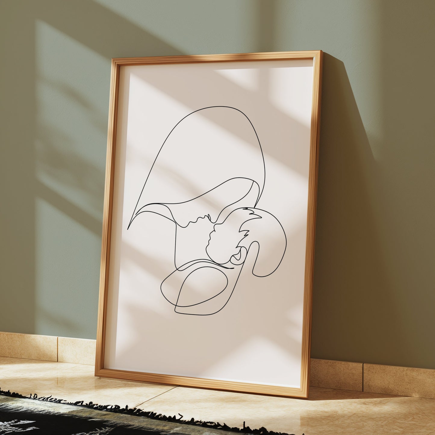 Premium Poster of Minimalist Line Art Mother and Child Wall Posters