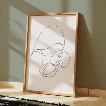 Premium Poster of Minimalist Line Art Mother and Child Wall Posters