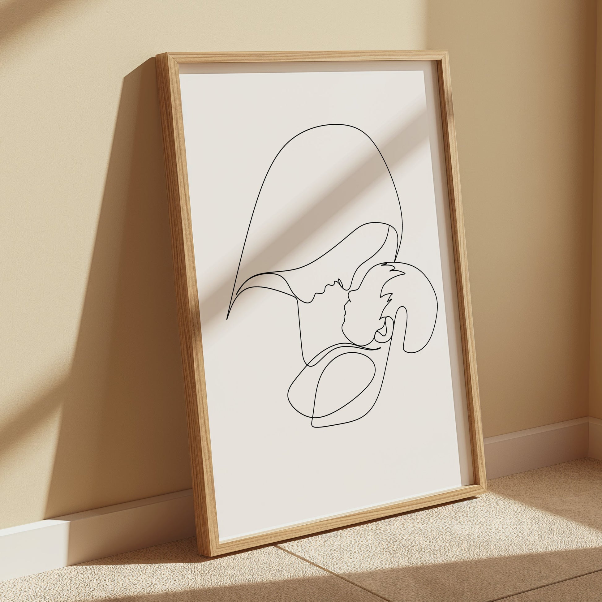 Premium Poster of Minimalist Line Art Mother and Child Wall Posters
