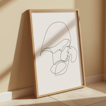 Premium Poster of Minimalist Line Art Mother and Child Wall Posters