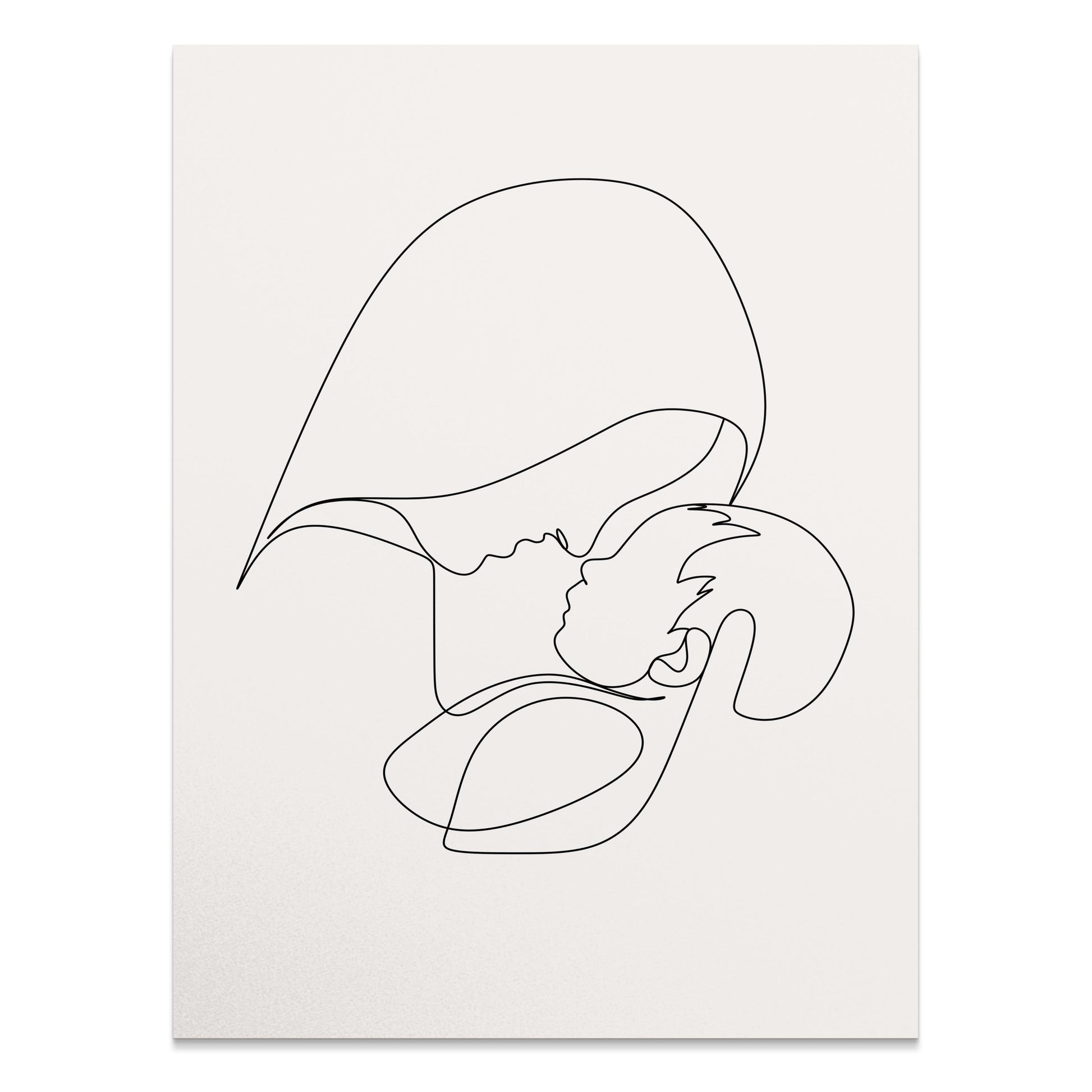 Premium Poster of Minimalist Line Art Mother and Child Wall Posters