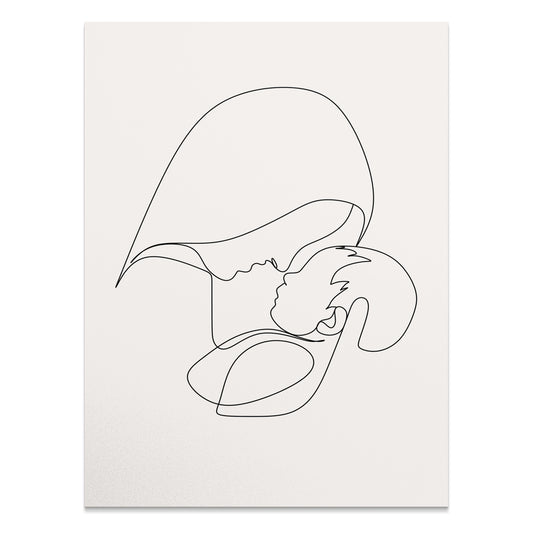 Premium Poster of Minimalist Line Art Mother and Child Wall Posters