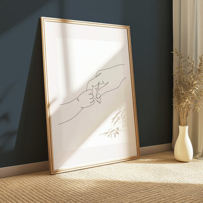 Premium Poster of Minimalist Line Art of Holding Hands Posters