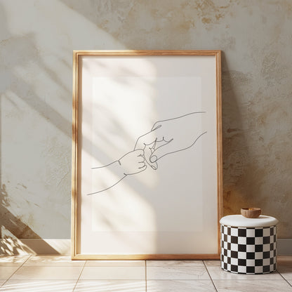 Premium Poster of Minimalist Line Art of Holding Hands Posters