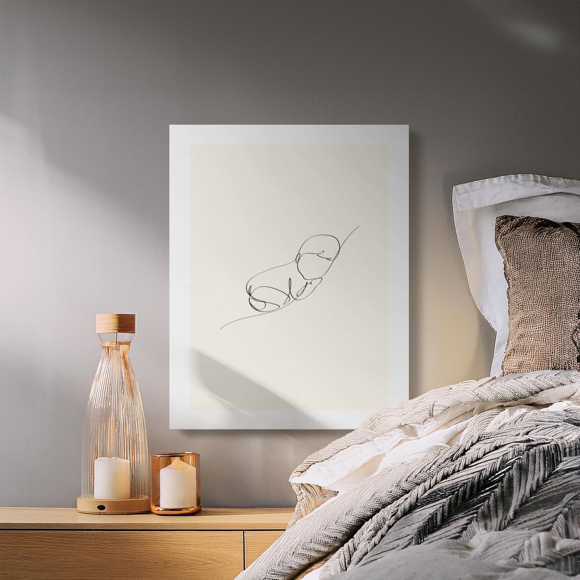 Premium Poster of Minimalist Newborn Sketch Nursery Art Canvas Wraps