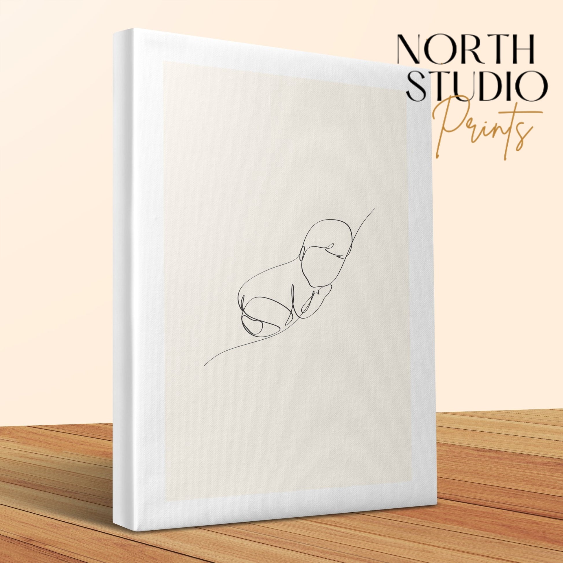 Premium Poster of Minimalist Newborn Sketch Nursery Art Canvas Wraps