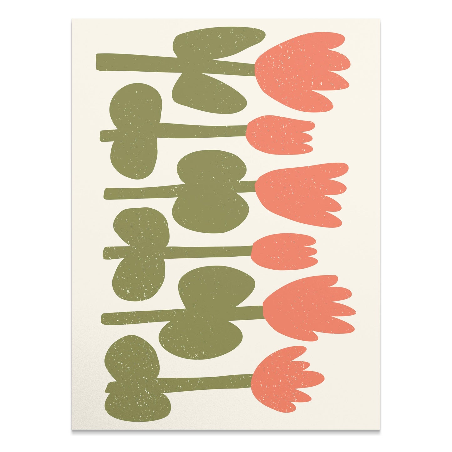 Premium Poster of Minimalist Pink and Green Floral Art for Home Posters