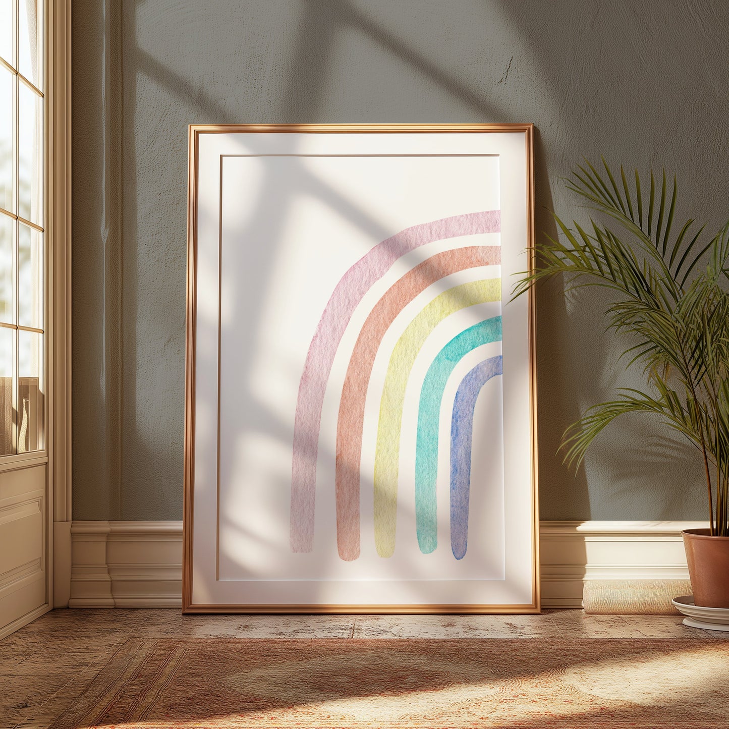 Premium Poster of Minimalist Watercolor Rainbow Art Print Posters