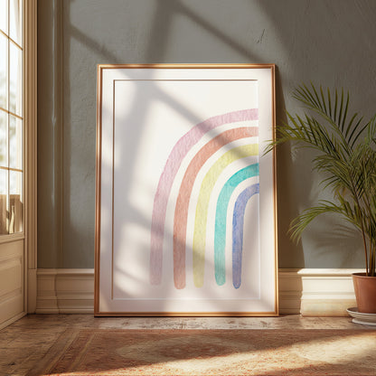 Premium Poster of Minimalist Watercolor Rainbow Art Print Posters