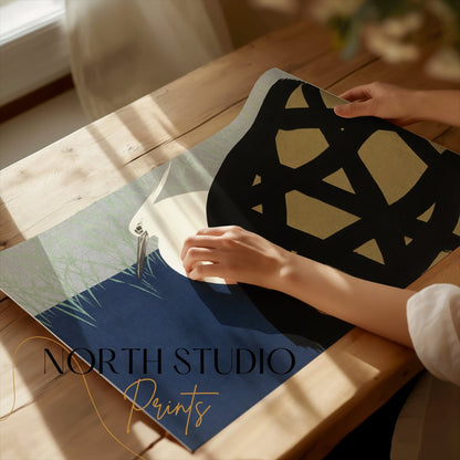 Premium Poster of Minimalistic Japanese Style Bird Art Print Posters