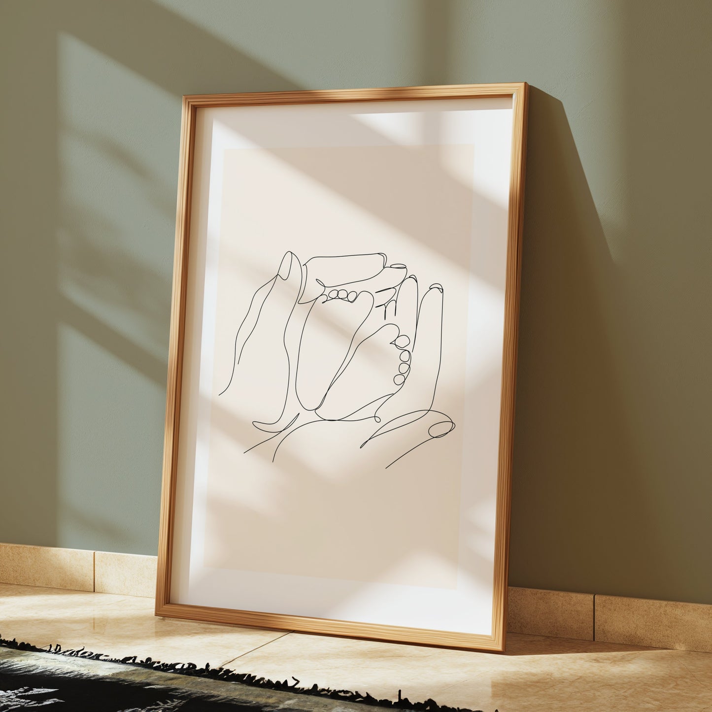 Premium Poster of Minimalistic Line Art Baby Feet Illustration Posters